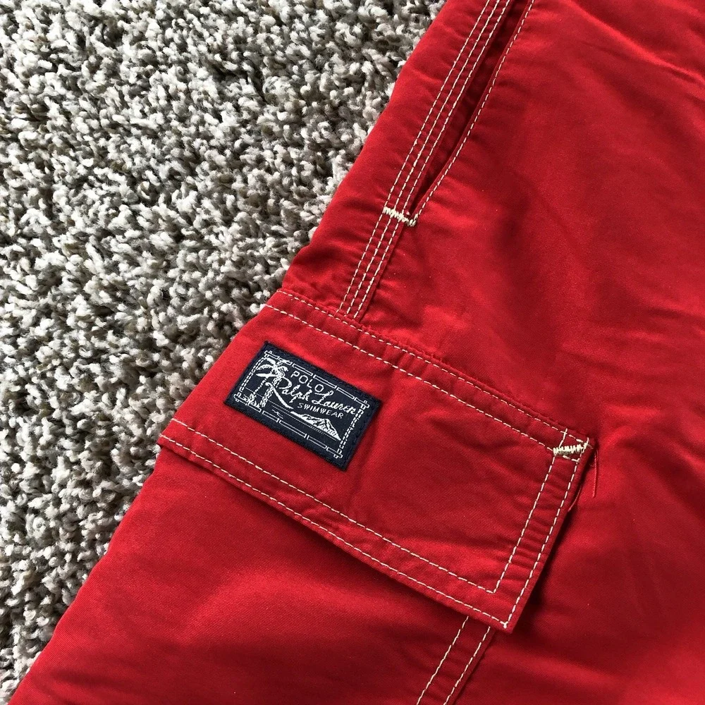 Polo Ralph Lauren Swim Trunks Mens Medium Red Board Lined Pockets Beach Resort
